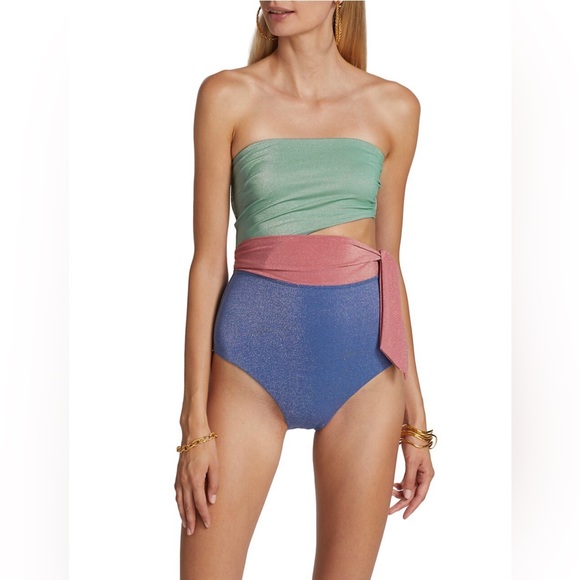 Zimmermann Lurex Cutout Scarf Tie One-Piece Swimsuit - Picture 9 of 14